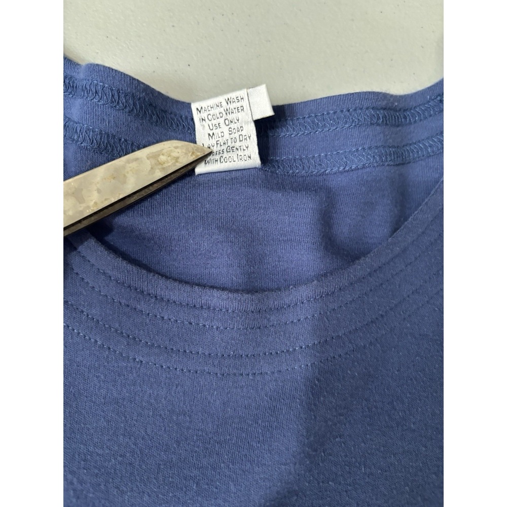 Peruvian Connection Blue Long Sleeve Pima Cotton Shirt Comfy Basic Top Large - Picture 3 of 7